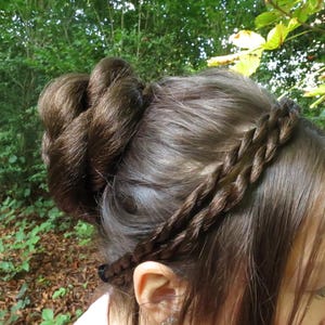 Hair Bun YOUR HAIR COLOR Braided chignon bun cover hair piece Classic ballet bun & topknot Clip on prom hairpiece Wedding hair extensions image 20