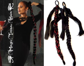 GOTH RAPUNZEL BRAID Gothic diva hair piece 90cm/ 36'' long braided hair extension Tribal fusion belly dance plait Hair bun Hair crown updo