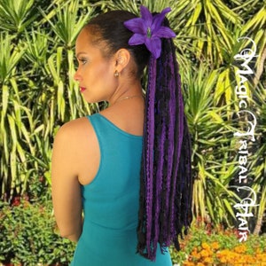 YARN HAIR FALLS &quot;Purple Dream&quot; Tribal Fusion hair falls Gothic Belly Dance hair extension Goth hair piece Boho yarn falls Goa fantasy wig