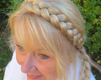Headband Braid for Straight Hair YOUR COLOR Braided hairdo hair crown Formal wedding hairpiece Bride faux braid hairband Natural prom plait