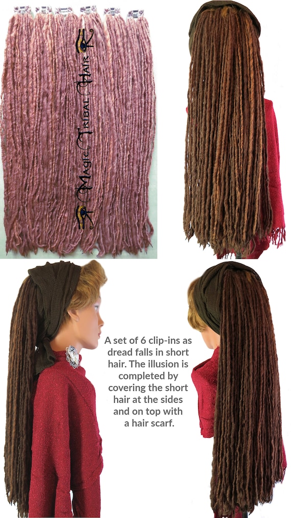 DREADLOCKS BROWN BLACK Clip in Yarn Dreads Viking Dread Falls Steampunk Locks Renaissance Larp Dreads Viking Costume Hair Renfaire Dreads Etsy