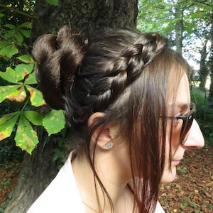 Hair Bun YOUR HAIR COLOR Braided chignon bun cover hair piece Classic ballet bun & topknot Clip on prom hairpiece Wedding hair extensions image 17