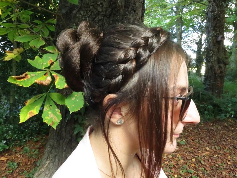 Hair Bun YOUR HAIR COLOR Braided chignon bun cover hair piece Classic ballet bun & topknot Clip on prom hairpiece Wedding hair extensions image 17