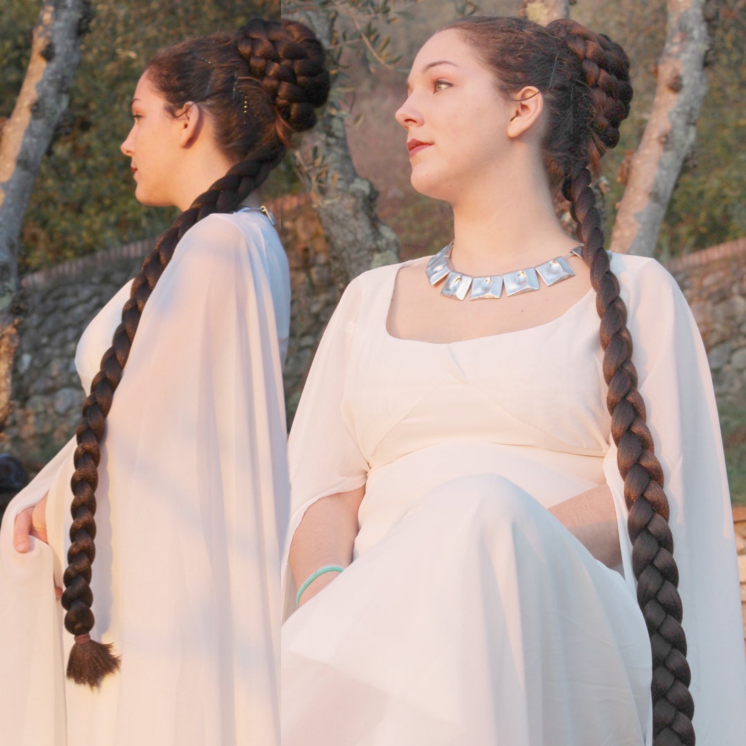 Chignon With Braid Star Princess Cosplay YOUR HAIR COLOR Sci-fi Costume  Braided Bun Updo Women Wedding Ceremony Hair Larp Space Costume Wig 