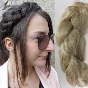 Headband Messy 2.2&quot; Braid YOUR HAIR COLOR Loosely braided thick hairband Boho Bride wedding hair Bridal wig accessory Undone look hairpiece
