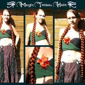 Braids Pigtails YOUR HAIR COLOR Plait Reenactment Norse Viking braided hair falls 90 cm/ 36'' Tribal Fusion Belly Dance hair piece extension image 7