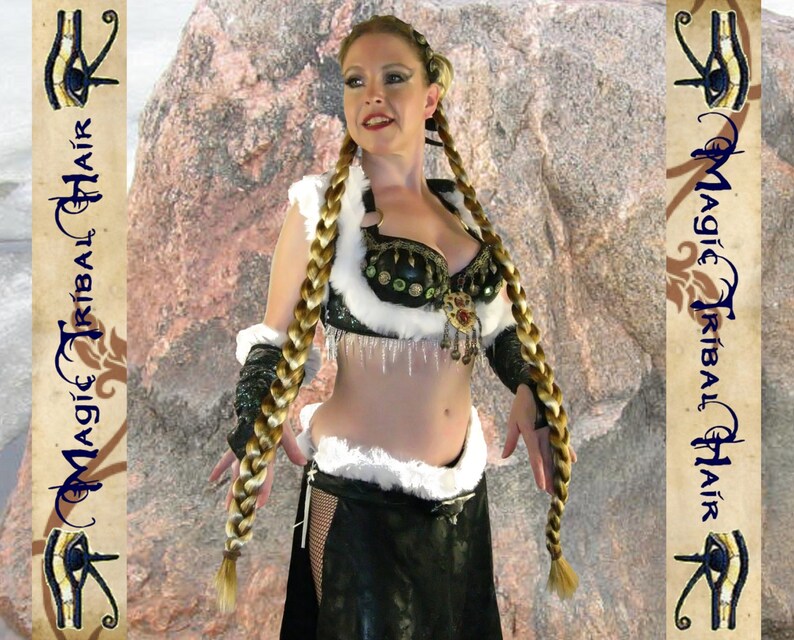 Braids Pigtails YOUR HAIR COLOR Plait Reenactment Norse Viking braided hair falls 90 cm/ 36'' Tribal Fusion Belly Dance hair piece extension image 5