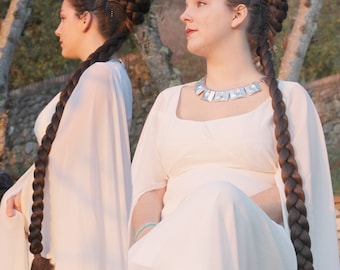 Bun Updo with Braid Down YOUR HAIR COLOR Renaissance princess costume braids Wedding Ceremony hair pieces Braided chignon Cosplay extensions