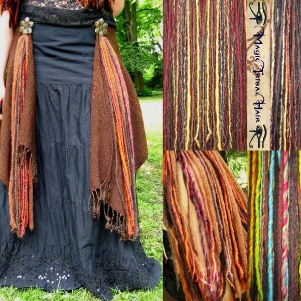 TRIBAL FUSION GYPSY Garn Haarteile Bauchtanz Hüfte & Haarquasten Boho Rock Schmuck Fantasy Larp Kostüm Goa Rave Gürtel Haarschmuck