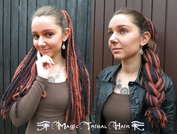 Steampunk Dreadlocks Schwarz Braun Goth Dreads Neo Victorian Garn Dread Fallt Renfaire Haarteil Tribal Fusion Bauchtanz Furchtet Erweiterungen