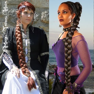 Renaissance Braid YOUR COLOR 36 IN Viking hair braid Braided ponytail Renfaire hairpiece Tribal fusion belly dance hair extension Boho plait