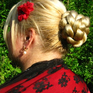 Hair Bun YOUR HAIR COLOR Braided chignon bun cover hair piece Classic ballet bun & topknot Clip on prom hairpiece Wedding hair extensions image 8