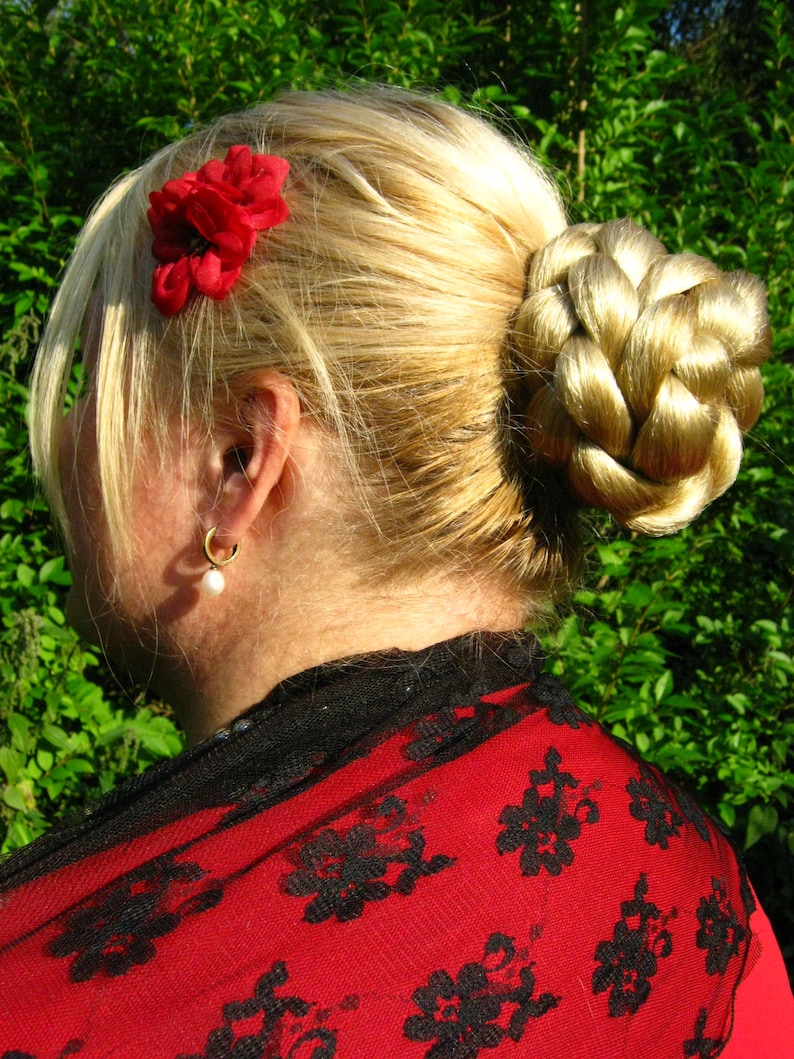 Hair Bun YOUR HAIR COLOR Braided chignon bun cover hair piece Classic ballet bun & topknot Clip on prom hairpiece Wedding hair extensions image 8