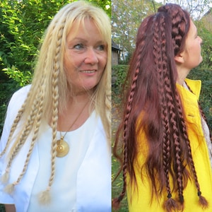 Messy Braids S Clip-in Plaits YOUR COLOR Braided boho bride hairpiece Magic Tribal Hair Viking braid hair extensions Woodland fairy costume