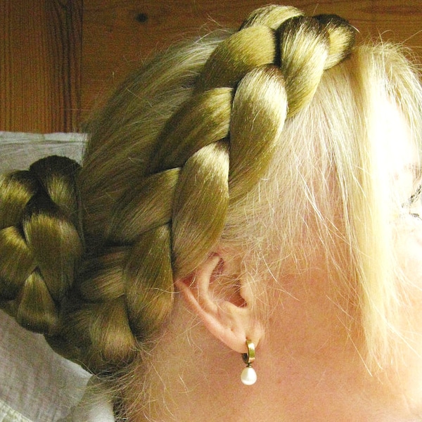 Couronne de cheveux tressés VOTRE COULEUR DE CHEVEUX Coiffure dirndl bavarois Postiche de mariage champêtre et grange Chignon de mariage mariée rustique Extension de cheveux tressés