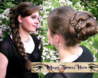 FANTASY BRAID & CHIGNON updo hair fall C U S T O M  C O L O R Reenactment Larp braid extension 20''/ 50 cm Renaissance renfair hair piece