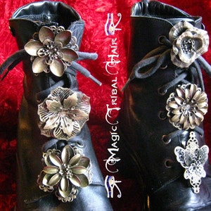 STEAMPUNK SHOE CLIPS 2-6 x antique bronze Gothic Hair Flowers Tribal Fusion Belly Dance jewelry Boho wedding hair clips Larp hair jewelry