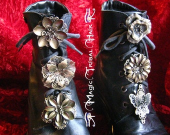 STEAMPUNK SHOE CLIPS 2-6 x antique bronze Gothic Hair Flower Tribal Fusion Belly Dance jewelry Boho Gypsy fascinator Elf Fairy headpiece