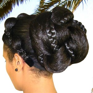 CHIGNON braided afro WEDDING BUN Custom Color bride hair piece Braid hair extension Bridal wiglet Renaissance hairdo Fantasy Renfaire updo