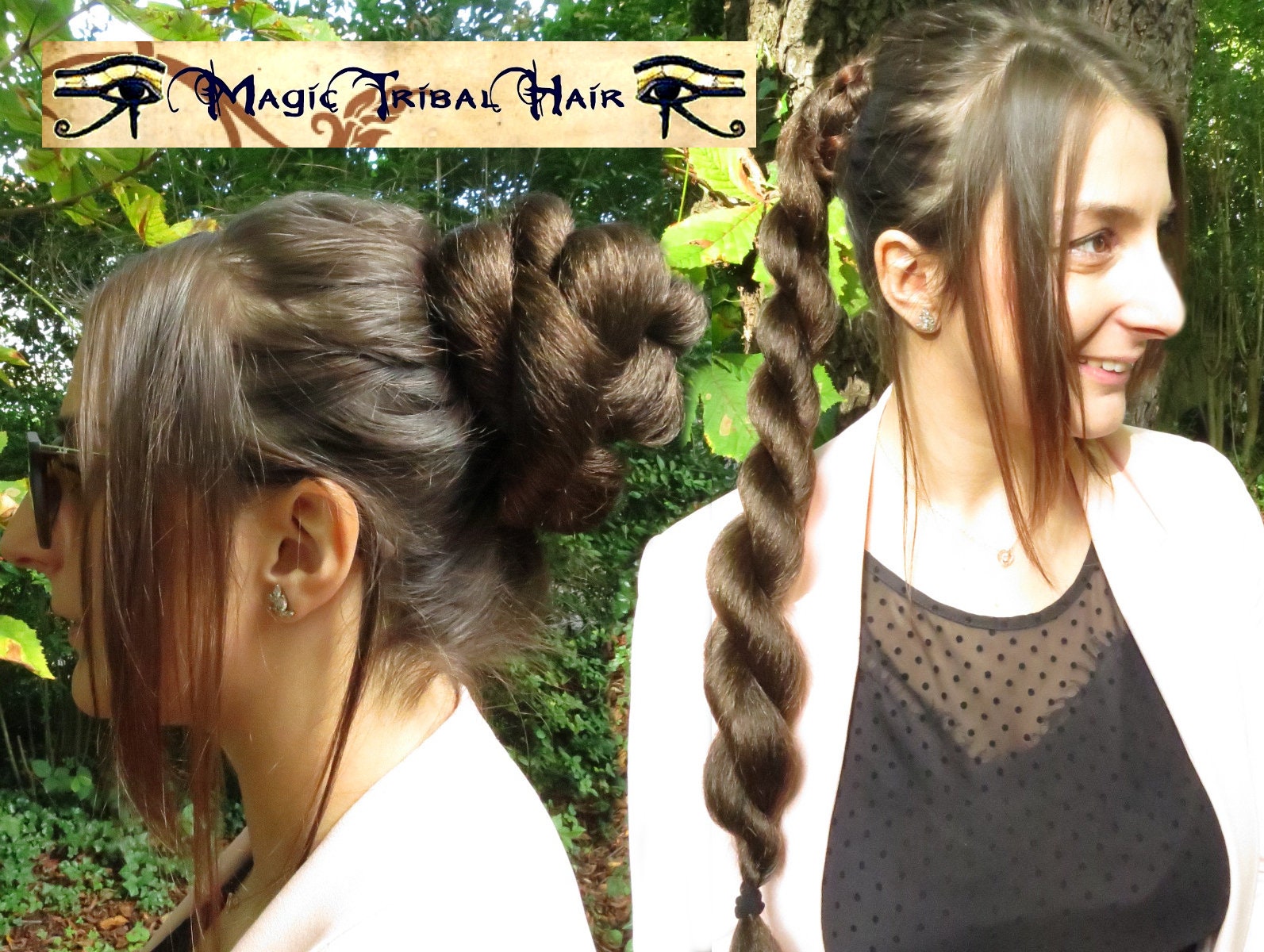 Twist Braid Hair Piece & Rose Hair Bun YOUR HAIR COLOR Ponytail Pin-up Chipgnon updo hairpiece 20'' long multi-styling wig Hair extension