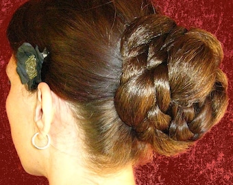 CHIGNON custom color HAIR BUN Steampunk Bride braided updo hair piece Medieval Renaissance wedding topknot Tribal Fusion Belly Dance braid