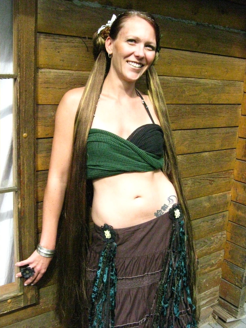 GOTHIC HAIR FALLS 2x ponytail hair piece 39''/100 cm long Custom Color Goth hair braid extensions Tribal Fusion Belly Dance hair accessory image 10