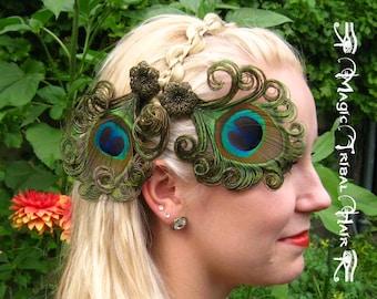 Pfauenfeder-Haarspange (2 Stück) – Steampunk-Hochzeitshaarschmuck, Braut-Haarspange mit Pfauenmotiv, Boho-Haaraccessoire mit Pfauenmotiv