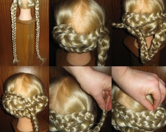 Braided Updo Hair Extensions YOUR HAIR COLOR Renaissance hairdo Wedding bride braid hair pieces Prom chignon Medieval Reenactment hair piece