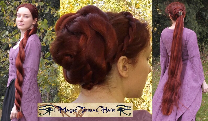 Trenza exuberante trenza extra larga TU COLOR DE CABELLO Pieza de cabello Tribal Fusion Cola de caballo Gypsy Boho Extensión de cabello para danza del vientre Caídas de cabello Bollywood imagen 9