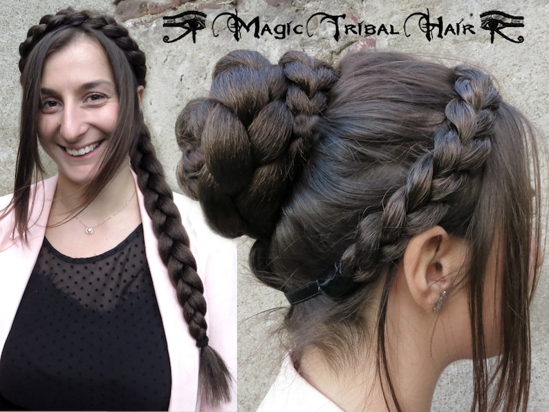 Braid Braided Hair Bun Your Hair Color Braided Wig Updo Etsy