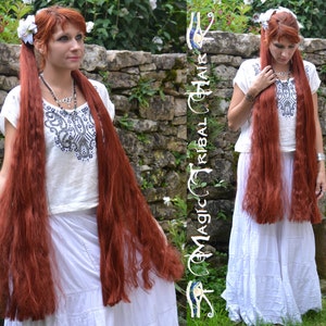 HAIR FALLS 2x Cosplay Fantasy extension 39&#39;&#39;/100 cm C U S T O M color Renaissance wig Larp hair piece Tribal Fusion braids Steampunk hair