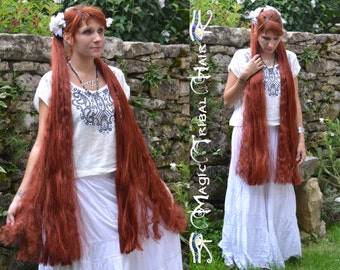 HAIR FALLS 2x Cosplay Fantasy extension 39&#39;&#39;/100 cm C U S T O M color Renaissance wig Larp hair piece Tribal Fusion braids Steampunk hair