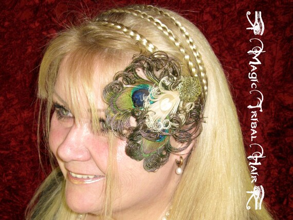 Königsblau Pfauenfeder Fascinator Haarspange Hochzeit Party Vintage