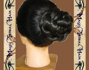 CUSTOM hair bun CHIGNON Wedding wig SCA Tribal Fusion Belly dance hair falls extension Renaissance plait Reenactment Fantasy switch braid