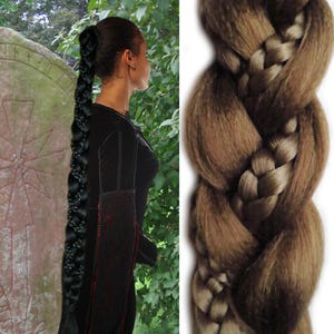 Viking Hair Braid YOUR COLOR Renaissance larp plait Tribal fusion belly dance hair extension 36" Medieval wedding ponytail Renfaire Rapunzel
