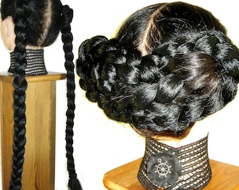 Braid Pair YOUR HAIR COLOR Multi styling hairpieces Renaissance updo Braided chignon Hair falls Belly dance hair extensions Cosplay costume