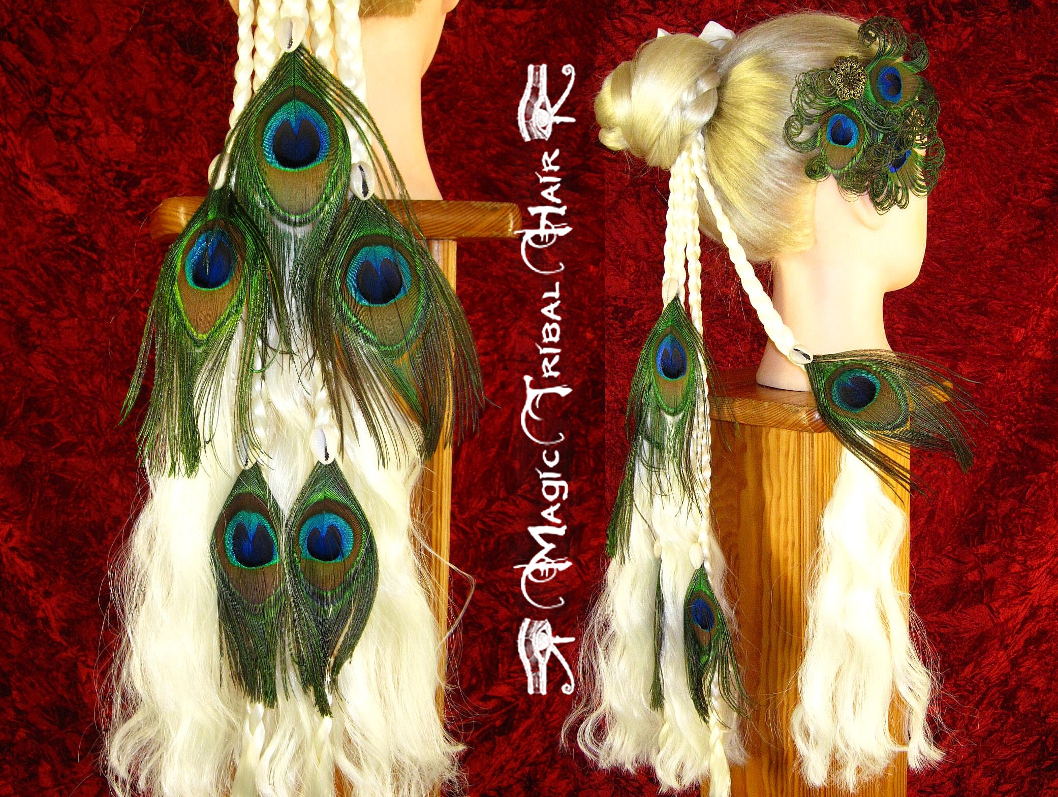 PEACOCK HAIR EXTENSIONS Wavy Fairy Hair Falls Custom Color  display picture 2