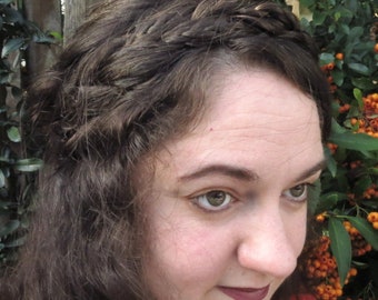 Messy Braid Headband Rapunzel YOUR HAIR COLOR Wide undone look braided hairpiece French braid hairband Boho bride wedding hair extensions