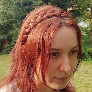 French Braid Headband for straight hair YOUR HAIR COLOR flat braided hairband hairpiece Bride wedding hair accessory Natural boho hairstling