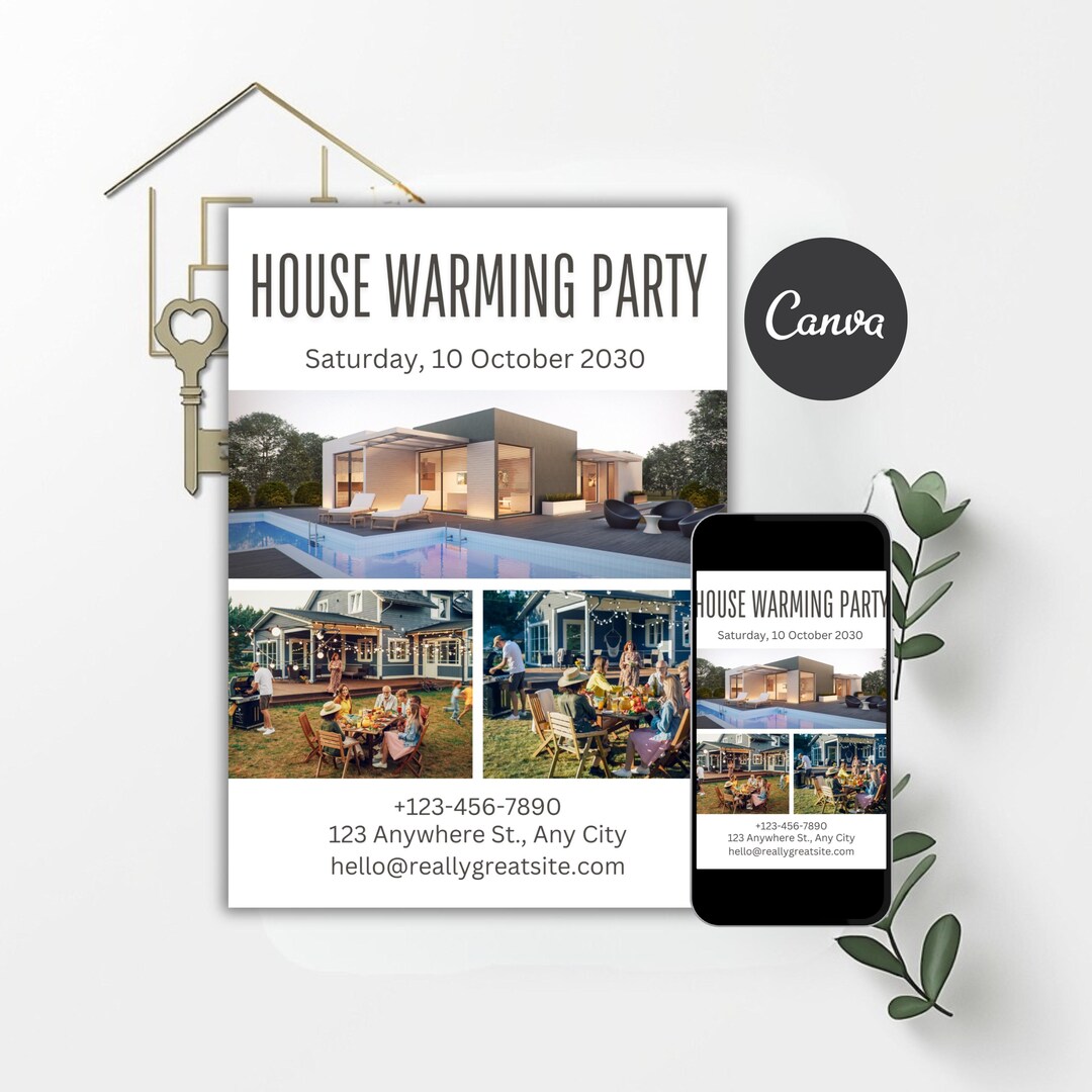 Modern Photo Collage Housewarming Invitation, Canva Editable (digital ...