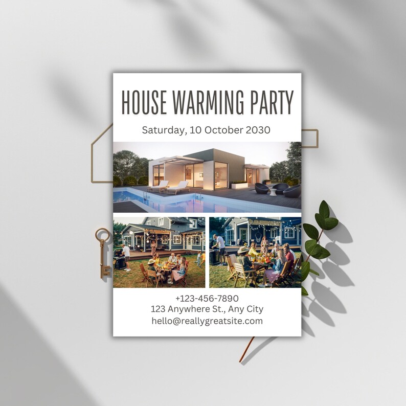Modern Photo Collage Housewarming Invitation, Canva Editable (digital ...