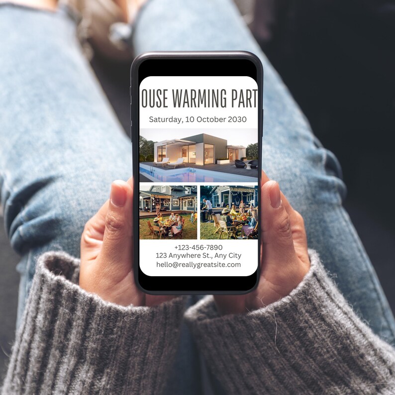 Modern Photo Collage Housewarming Invitation, Canva Editable (digital ...