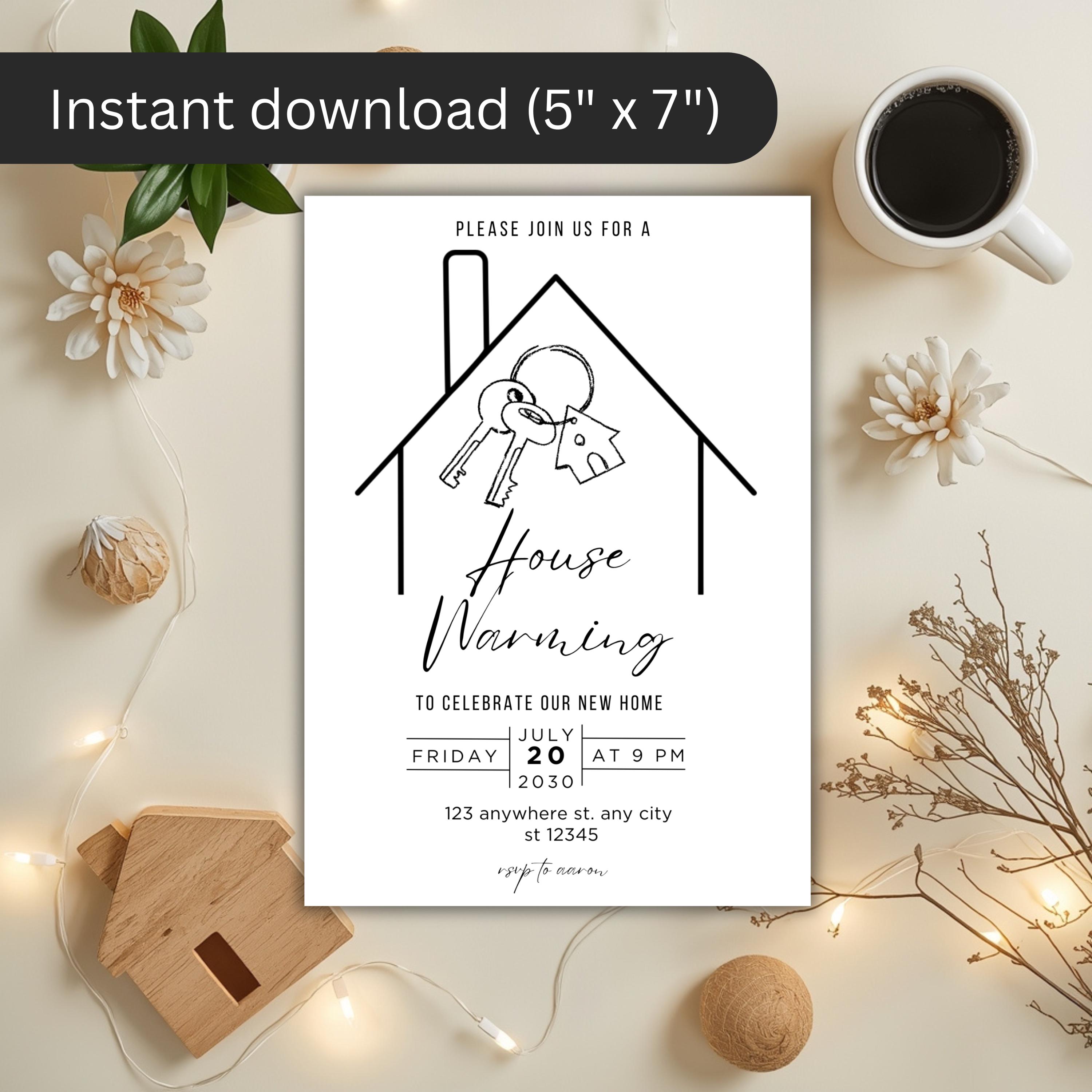 Minimalist Housewarming Invitation Template, New Home Keys Card (canva ...