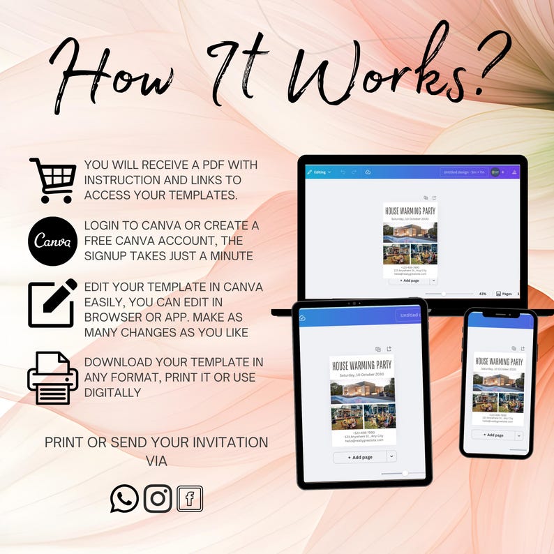 Modern Photo Collage Housewarming Invitation, Canva Editable (digital ...