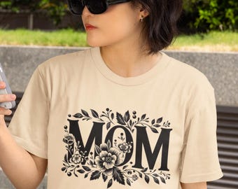 Mom Era Floral Graphic Tee, Mother's Day Gift, Minimalist Mama Shirt