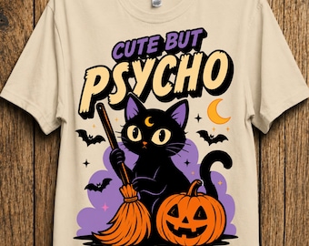 Lustiges Katzen-Shirt, schwarze Katzen-T-Shirt, Halloween-Katzen-T-Shirt Frauen, niedliches gruseliges Jahreszeitgeschenk, Kürbis-Geist-Grafik-T-Stück, witchy Tshirt