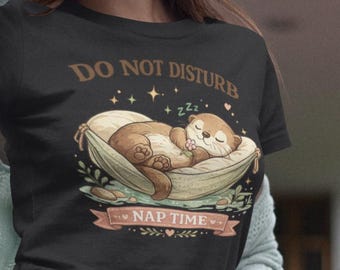 Otter Nap Time T-Shirt, Sleeping Animal Hammock Graphic Tee