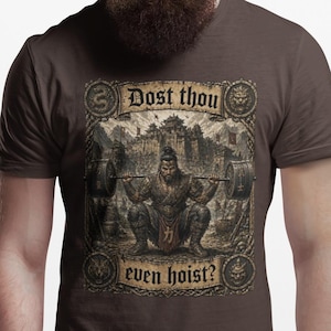 Dost Thou Even Hoist Medieval Gym Retro T-Shirt Dark Chocolate