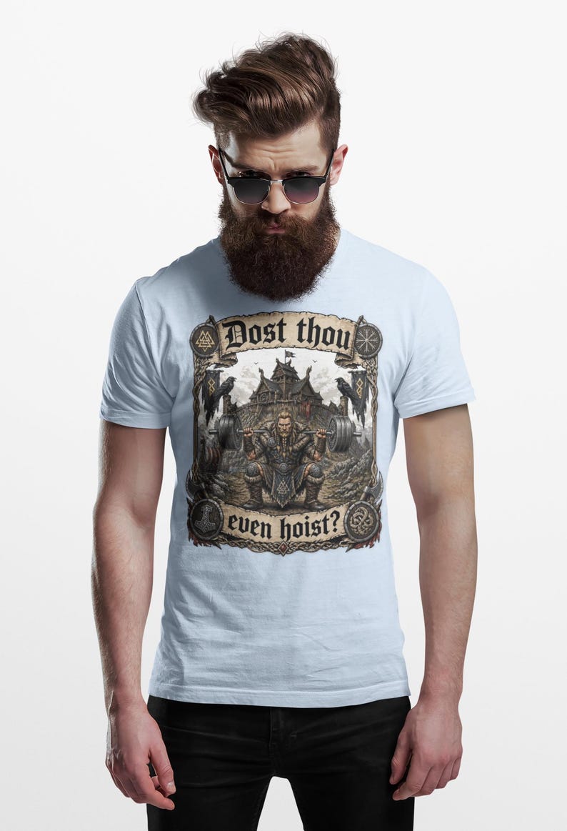 Dost You High Mittelalter Gym Retro T-Shirt Light Blue
