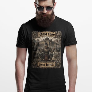 Dost Thou Even Hoist Medieval Gym Retro T-Shirt Black